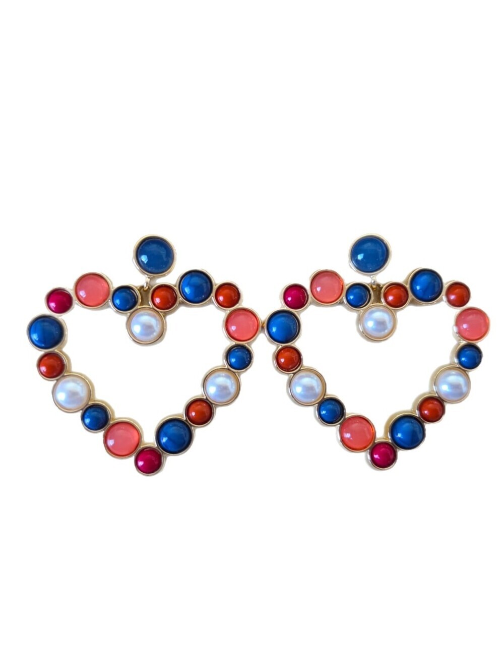Colorful Heart Drop Earrings - Multicolor Statement Jewelry